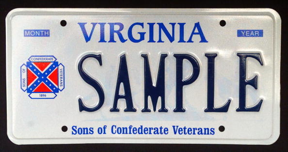 Sample Virginia Licence Plate Containing The Logo Of The Sons Of Confederate Veterans