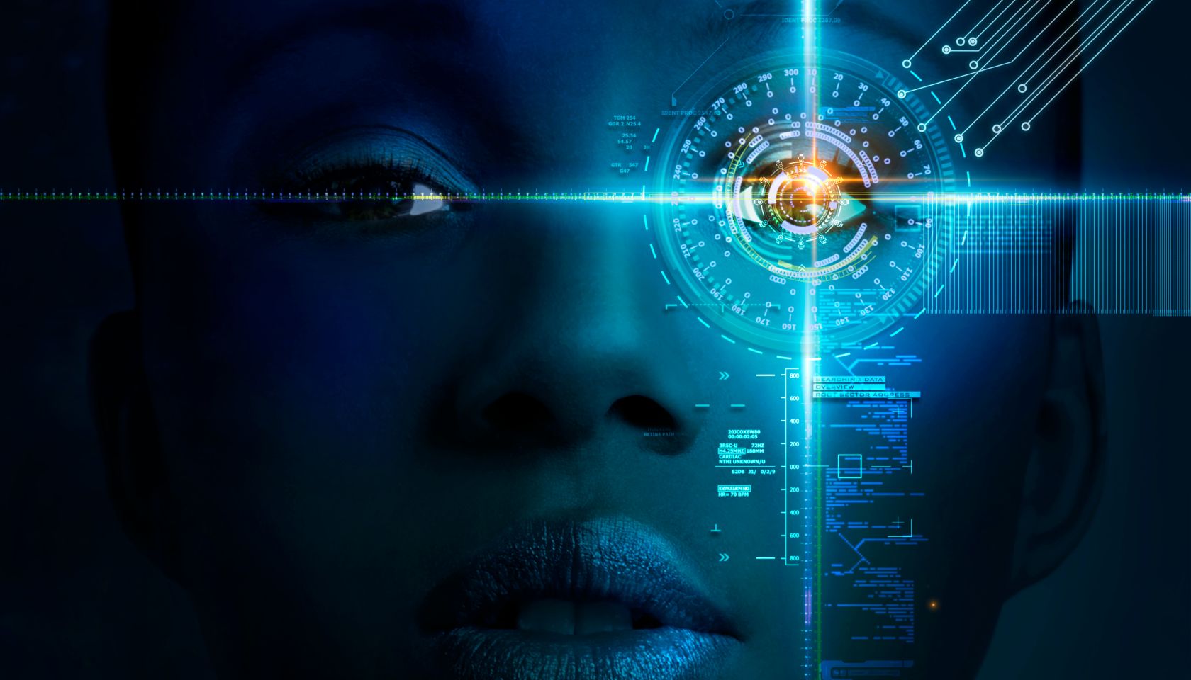 Virtual scan of the iris with futuristic graphics