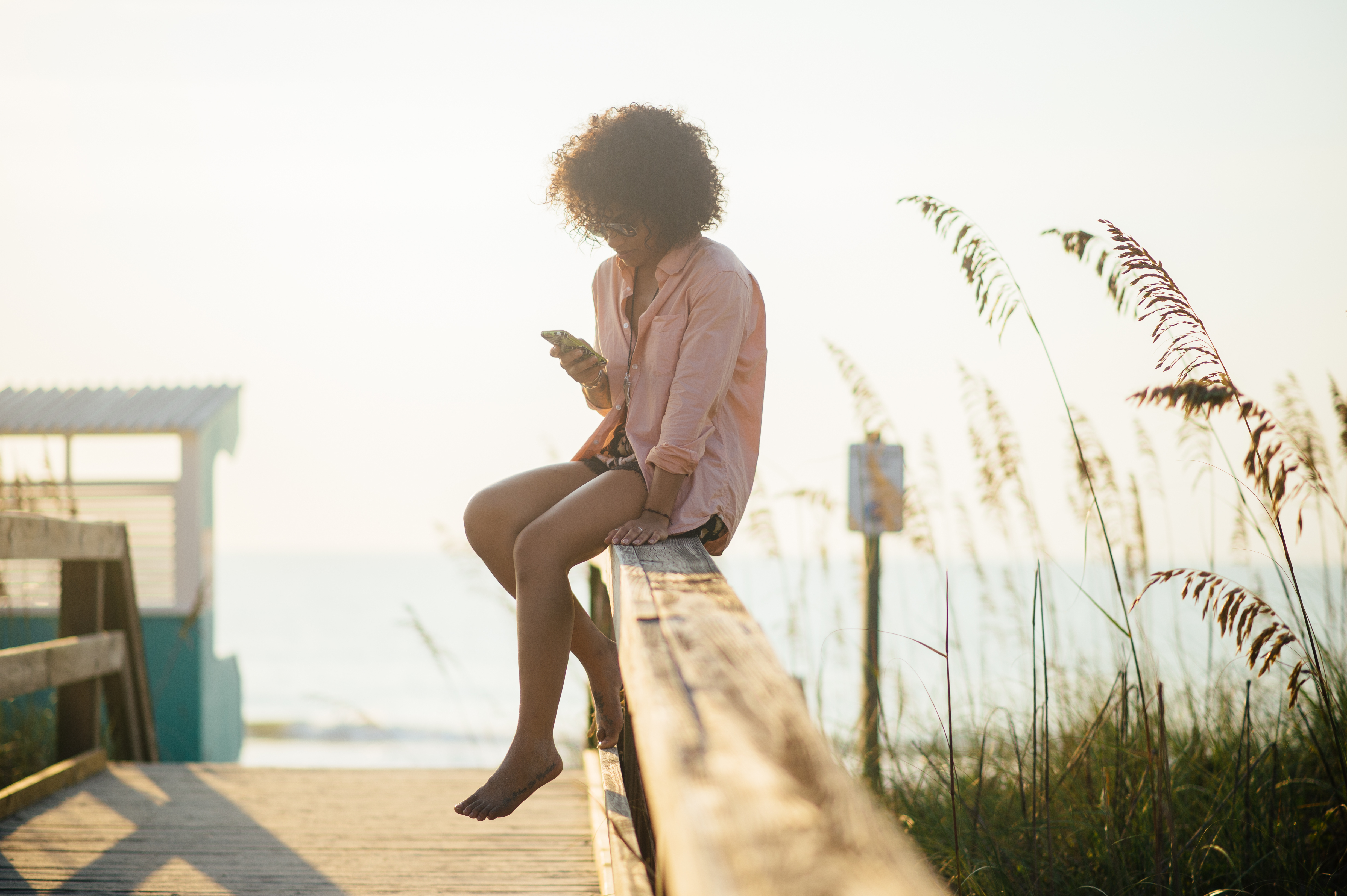 Woman Relaxing at Beach