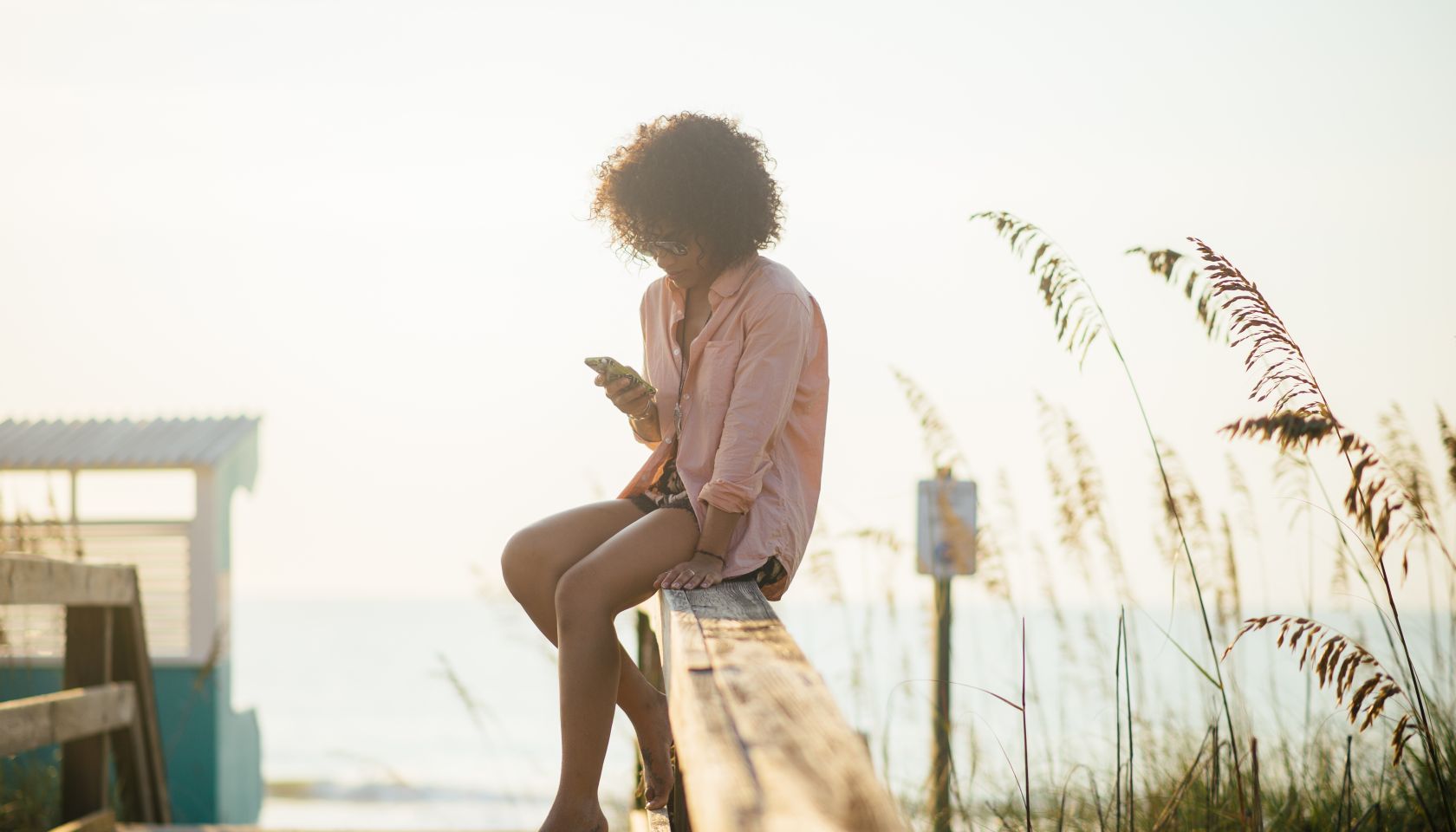 Woman Relaxing at Beach