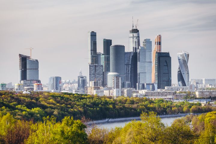 Cityscape of Moscow with modern Moscow International business center (aka Moscow City), Russia