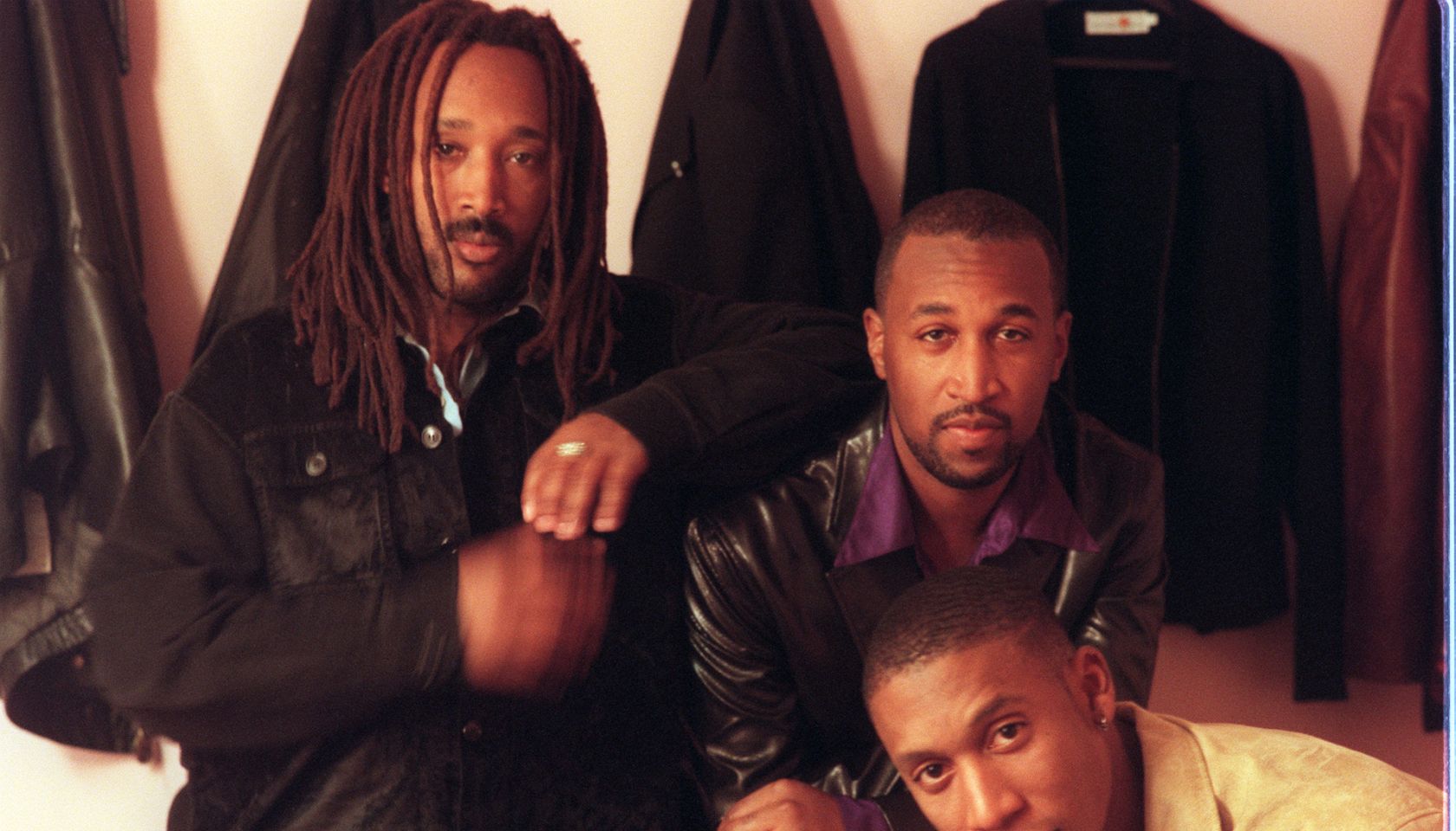 CA.Tony Toni Tone#3.IS.12/6. Dwayne Wiggins, Timothy Riley, and Raphael Saadiq below LR aka 'Tony T