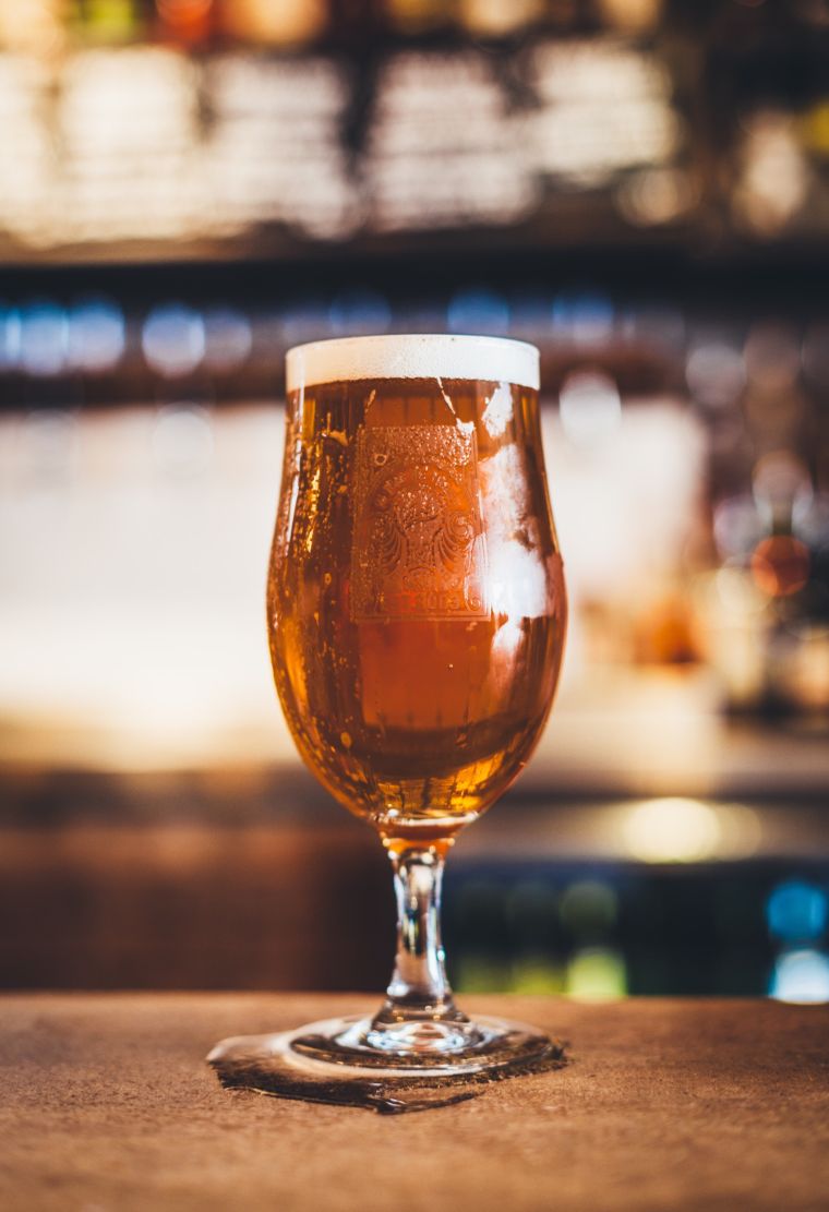 Close-Up Of Beer Glass On Table