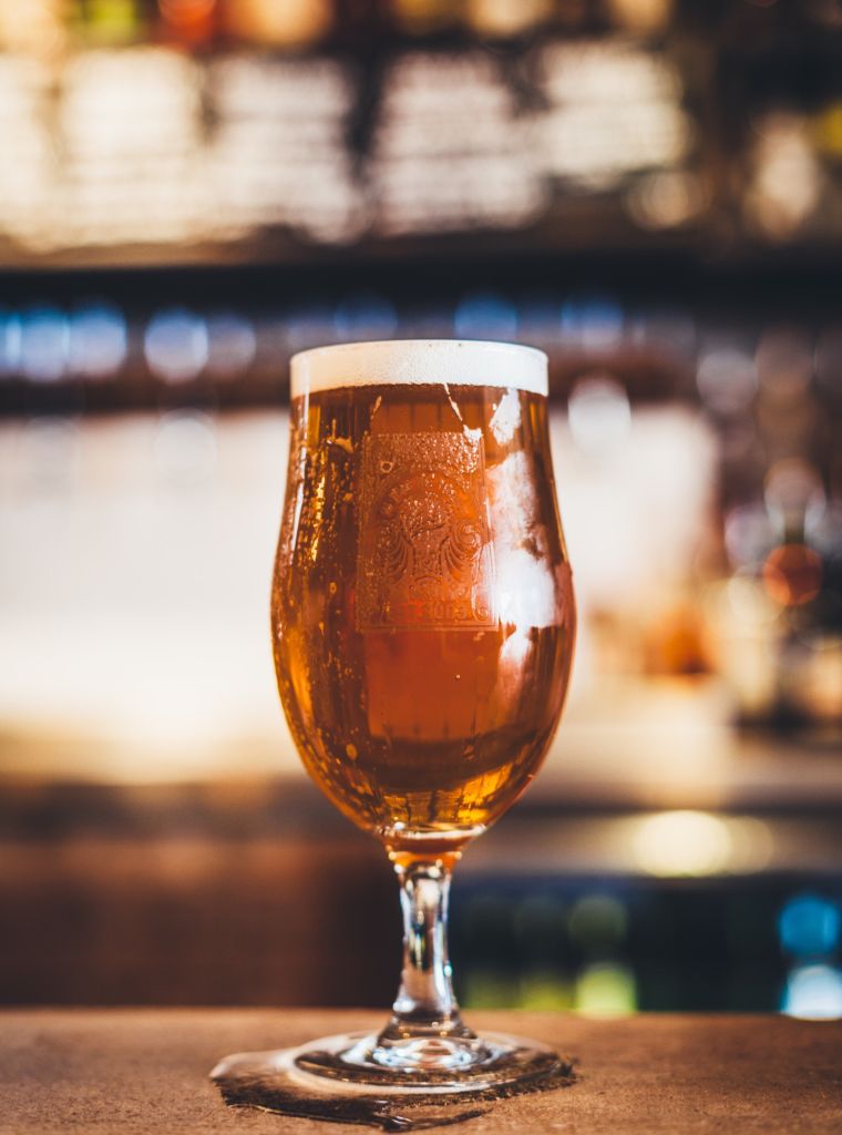 Close-Up Of Beer Glass On Table