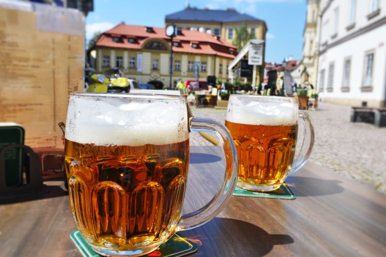 Close-Up Of Beer Glass On Table