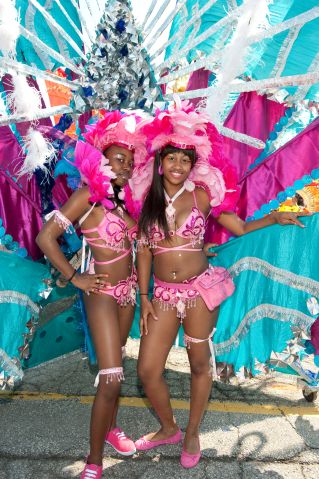 Young women in costume for the Caribana Festival Parade, Toronto, Ontario