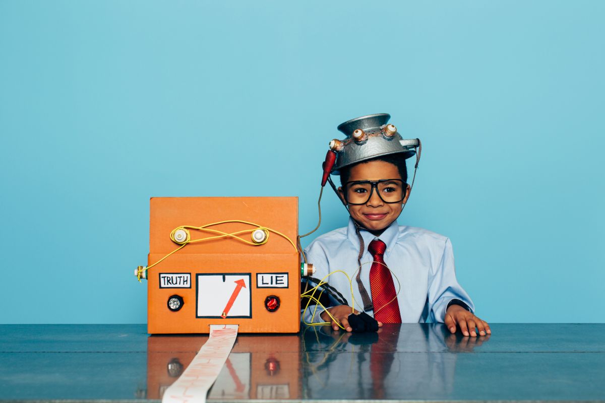 Young Businessman with Homemade Lie Detector