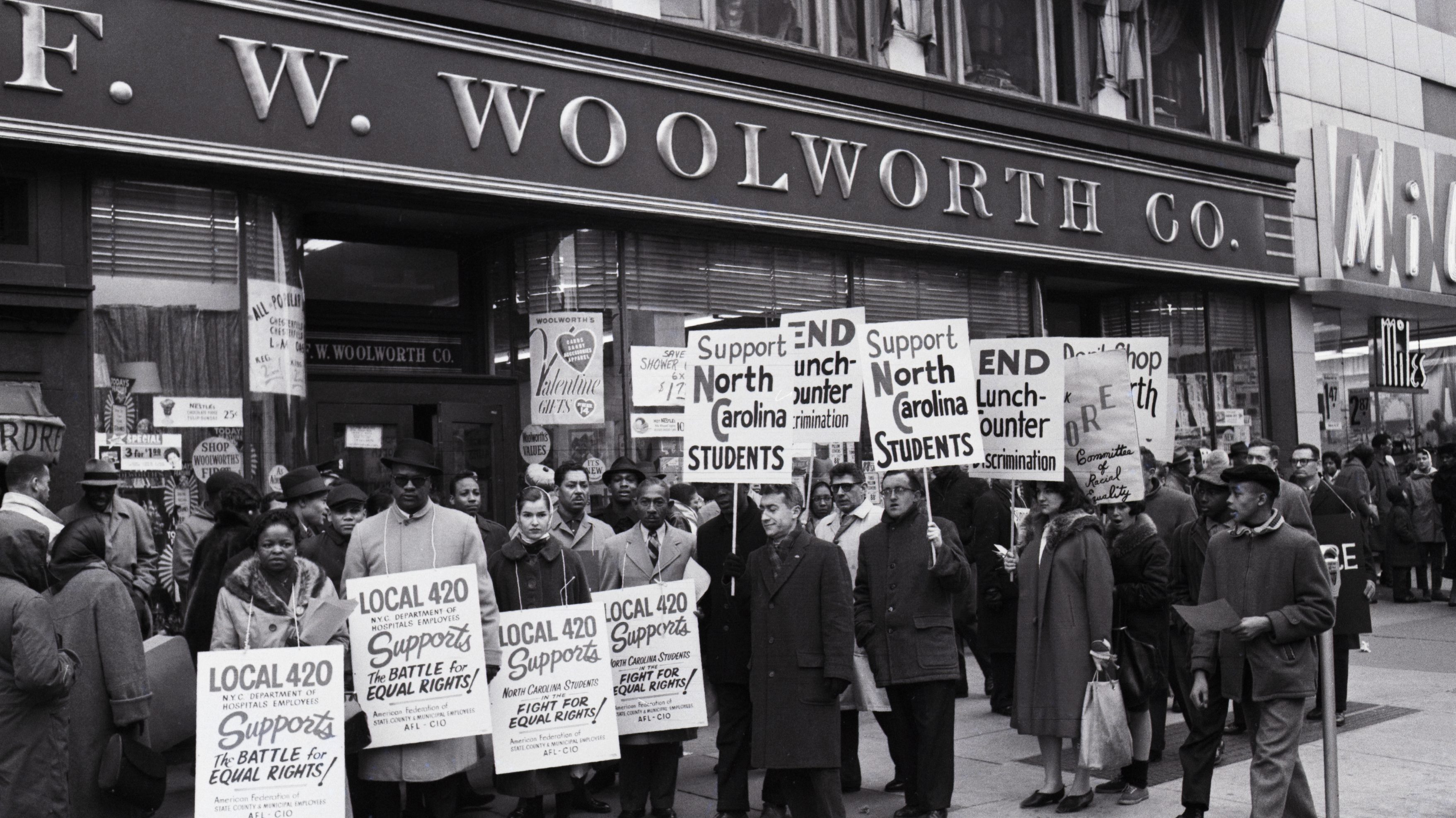 Protesters in Front Of Woolworth in Harlem