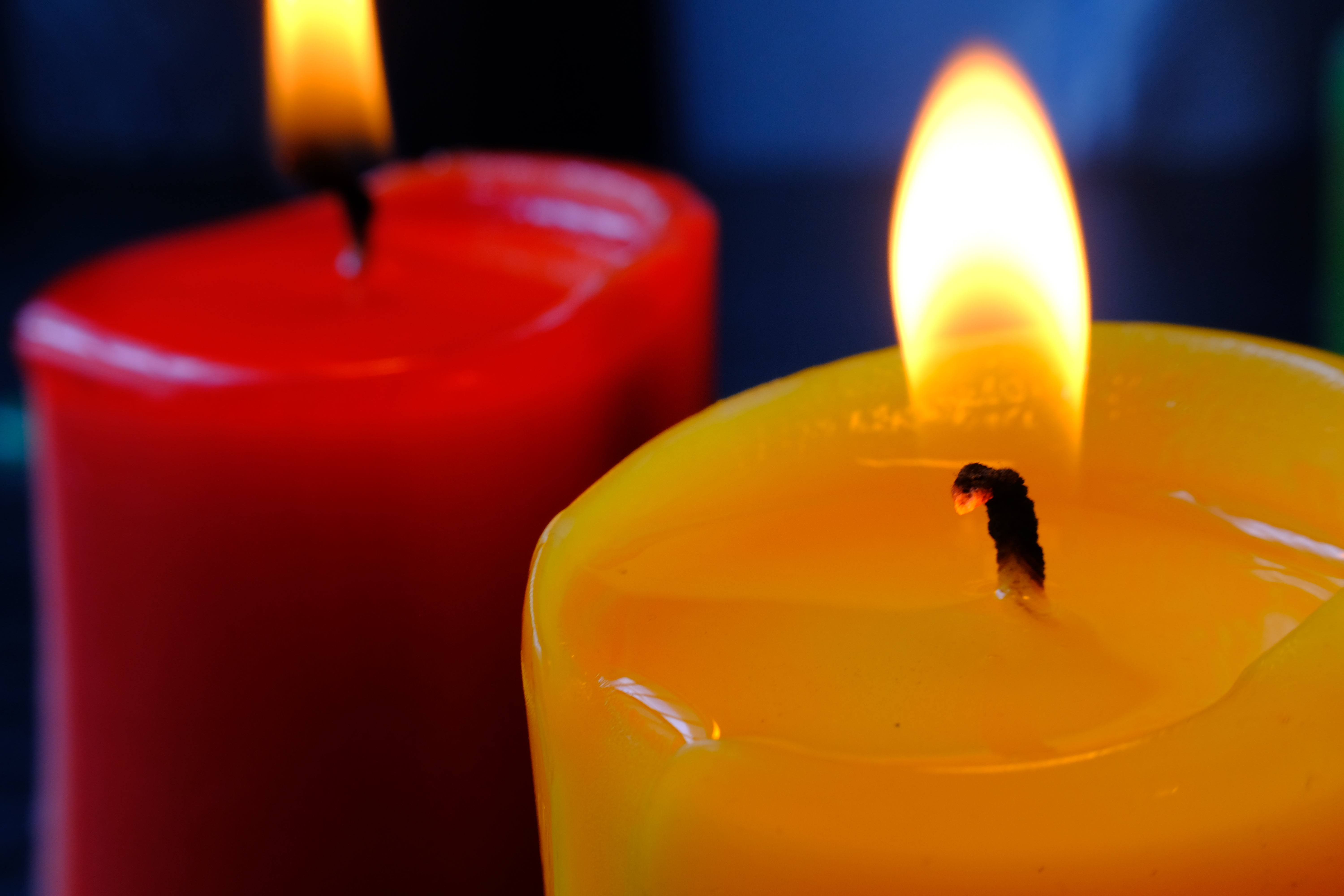 colourful candels with background of dark and bokeh.