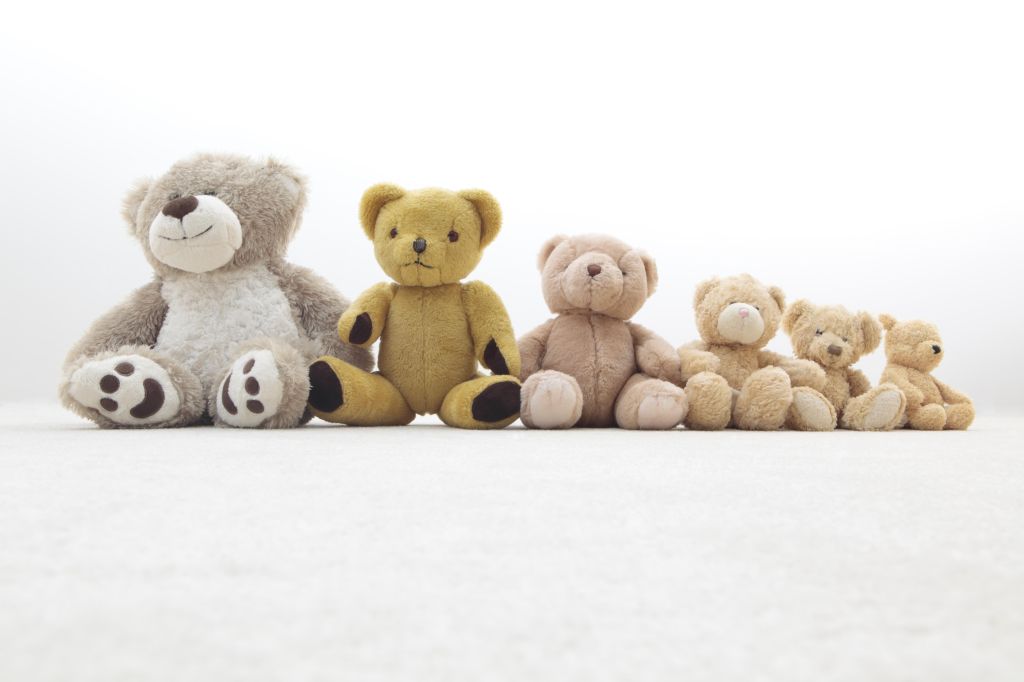 teddy bears in a row
