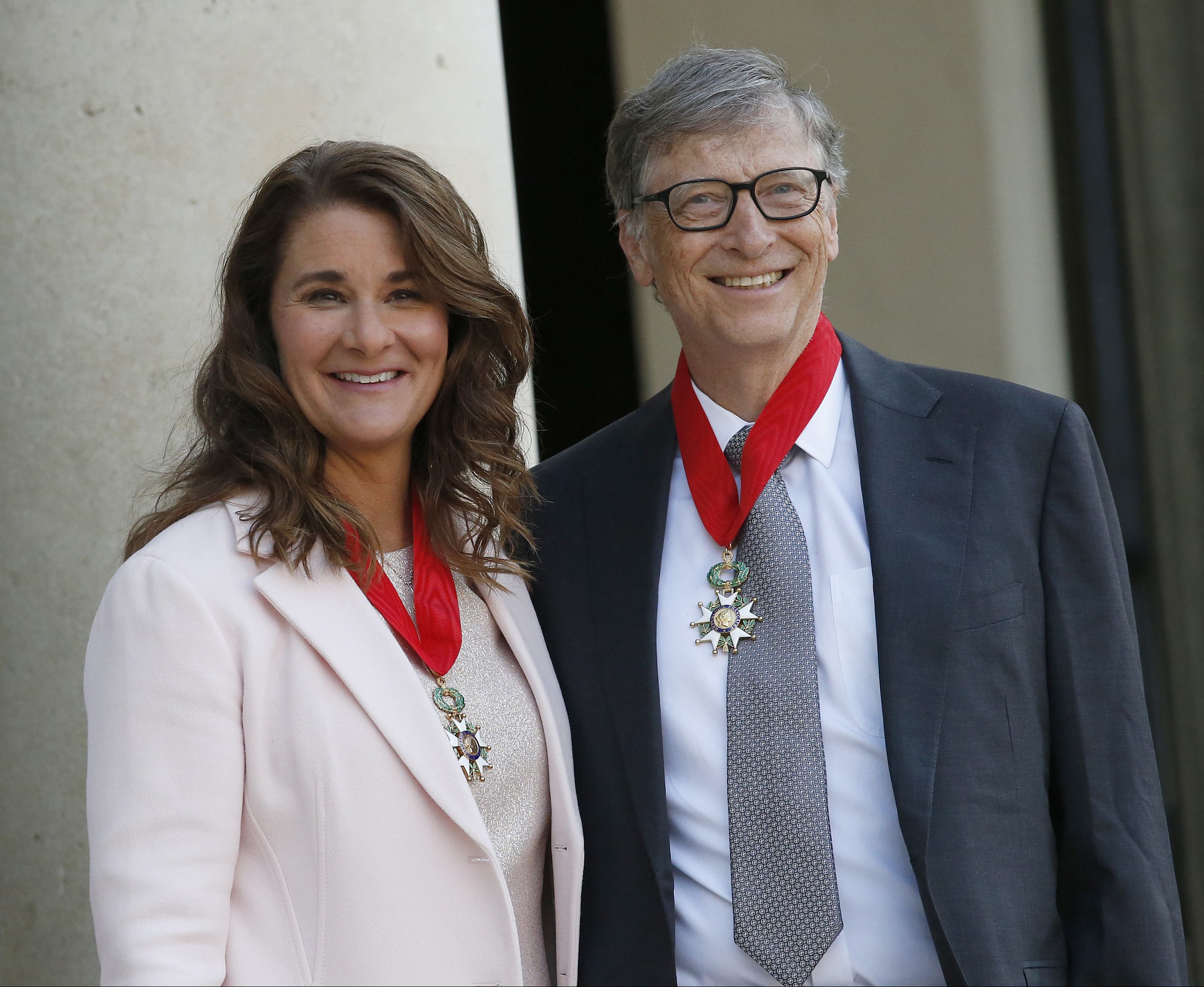 Bill Gates receives the award of Commander of the Legion of Honor by French President Francois Hollande