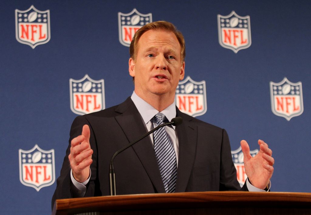 NFL Commissioner Roger Goodell holds a press conference to discuss the Ray Rice incident