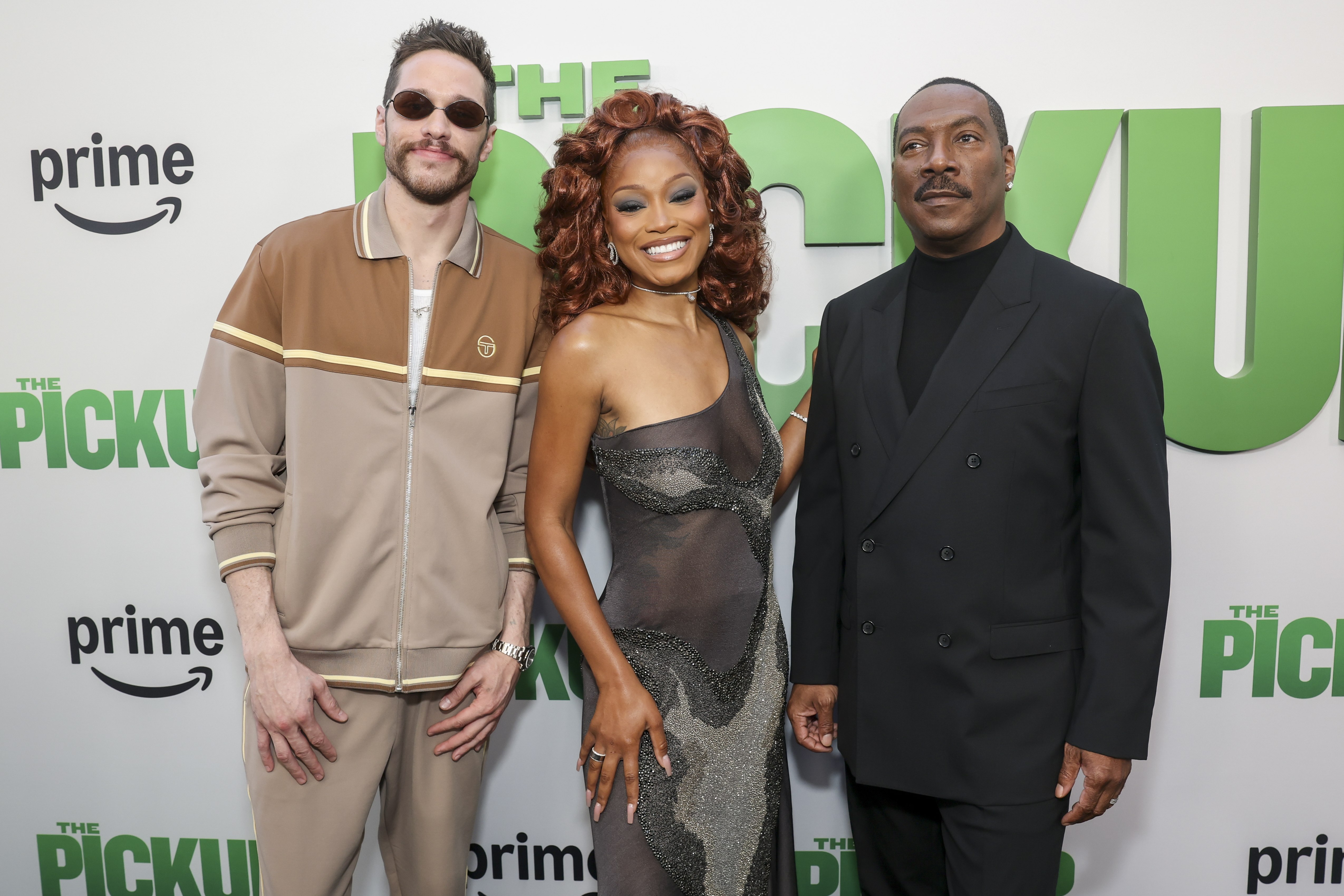 Eddie Murphy, Pete Davidson and Keke Palmer at LA premiere of The Pickup
