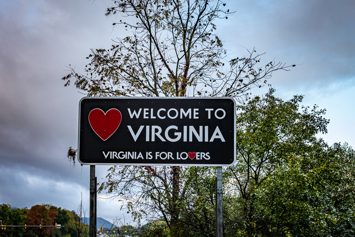 Virginia State Line Sign