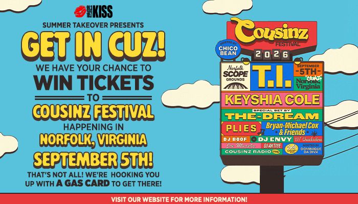 Poster advertising the Cousinz Festival in Norfolk, Virginia on September 5th, featuring Keyshia Cole, The-Dream, and other performers.